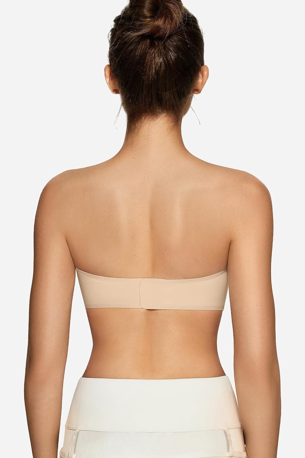 image:imageOEAK Womens Strapless Bras Jelly Push Up Bandeau Bra Non Slip Wireless Supportive Padded Bras Seamless Comfortable Tube BraBeige
