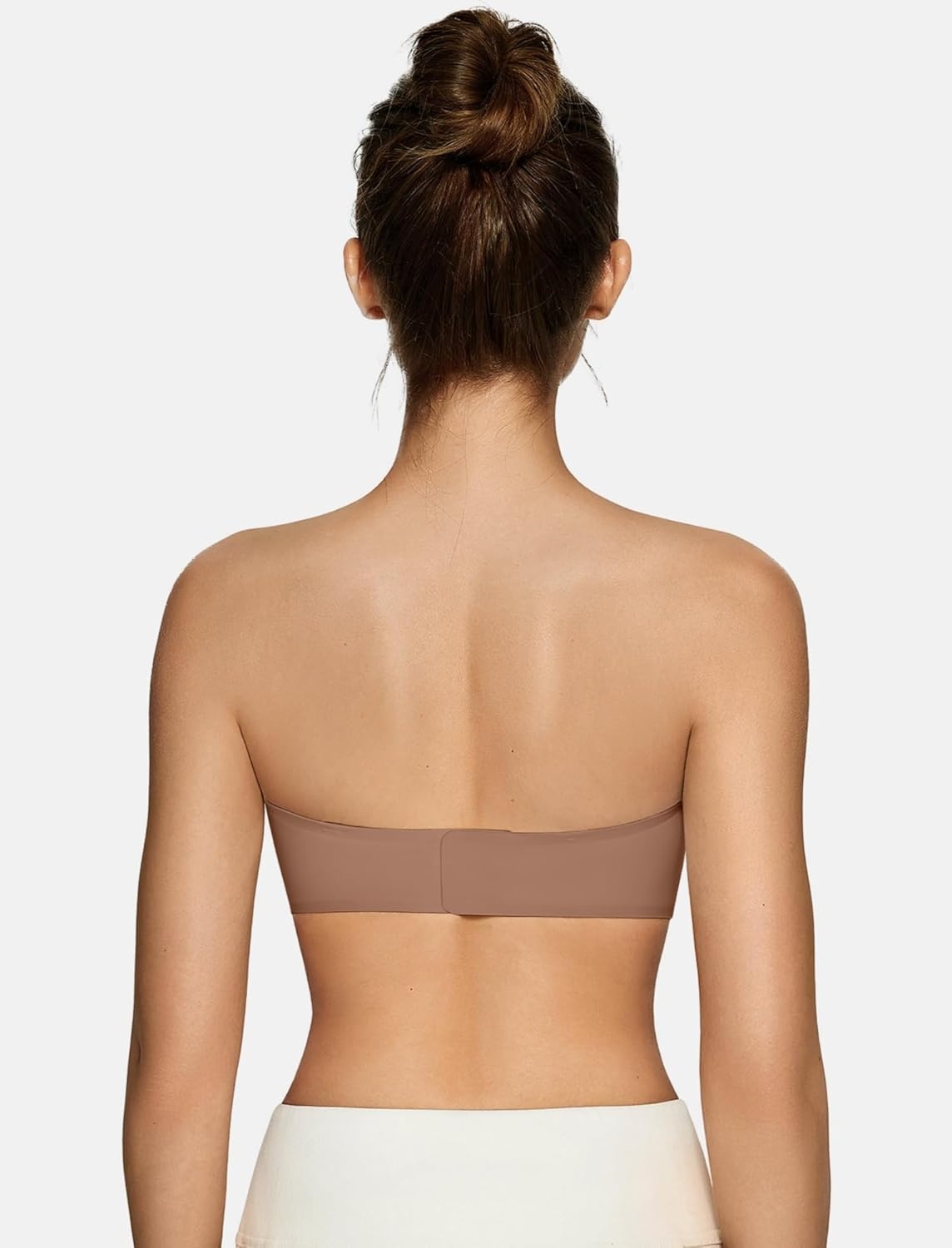 image:imageOEAK Womens Strapless Bras Jelly Push Up Bandeau Bra Non Slip Wireless Supportive Padded Bras Seamless Comfortable Tube BraCoffee