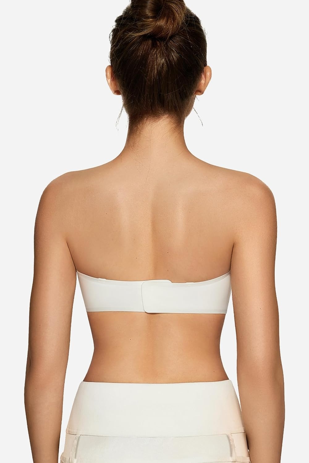 image:imageOEAK Womens Strapless Bras Jelly Push Up Bandeau Bra Non Slip Wireless Supportive Padded Bras Seamless Comfortable Tube BraWhite