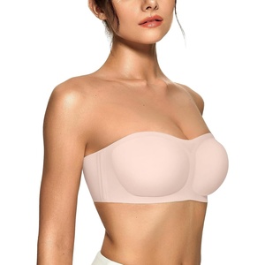 image:imageOEAK Womens Strapless Bras Jelly Push Up Bandeau Bra Non Slip Wireless Supportive Padded Bras Seamless Comfortable Tube BraSkin Color
