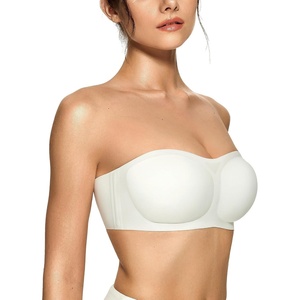 image:imageOEAK Womens Strapless Bras Jelly Push Up Bandeau Bra Non Slip Wireless Supportive Padded Bras Seamless Comfortable Tube BraWhite