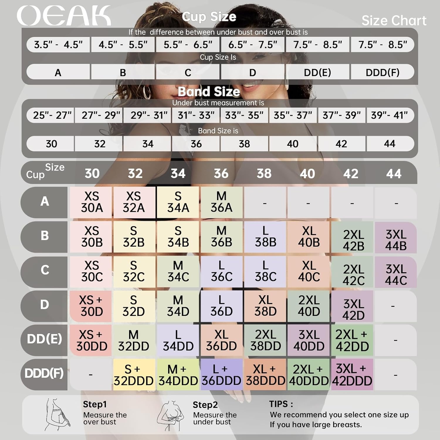 image:imageOEAK Womens Deep V Bras Wireless Comfortable Bra Supportive No Underwire Bras Tshirt Push Up Bralettes Plunge Seamless BraLatte