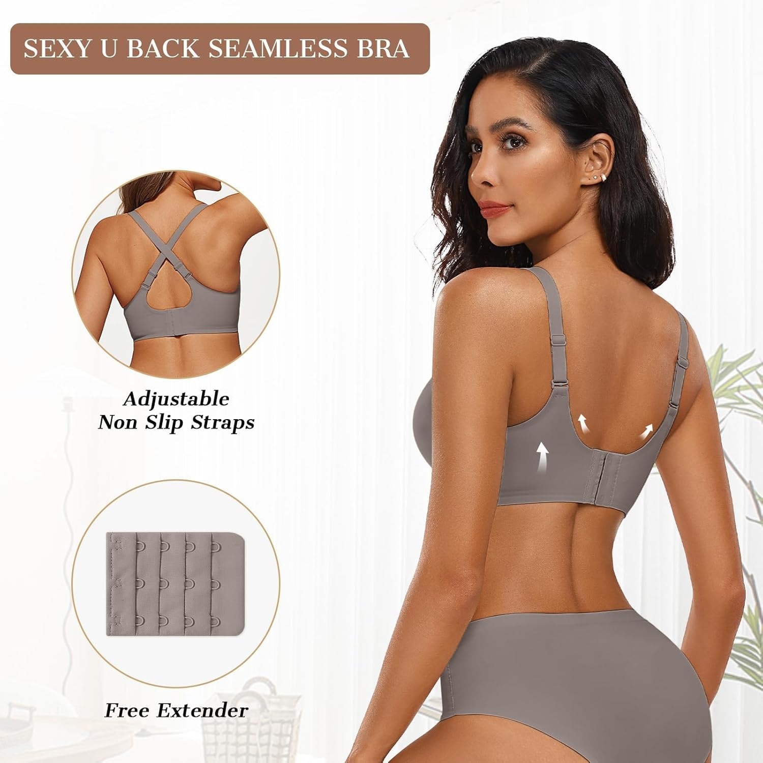 image:imageOEAK Womens Wireless Jelly Bras Push Up Bralette Full Coverage No Underwire Bra Comfortable Everyday Seamless Tshirt BrasGrey