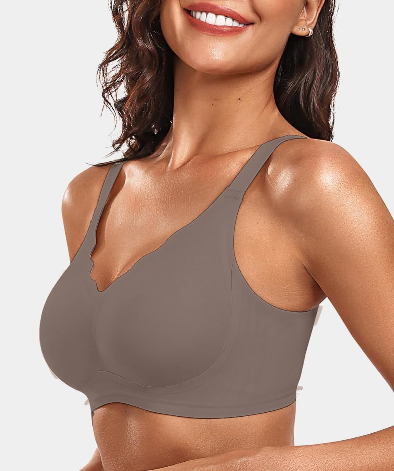 image:imageOEAK Womens Wireless Jelly Bras Push Up Bralette Full Coverage No Underwire Bra Comfortable Everyday Seamless Tshirt BrasGrey