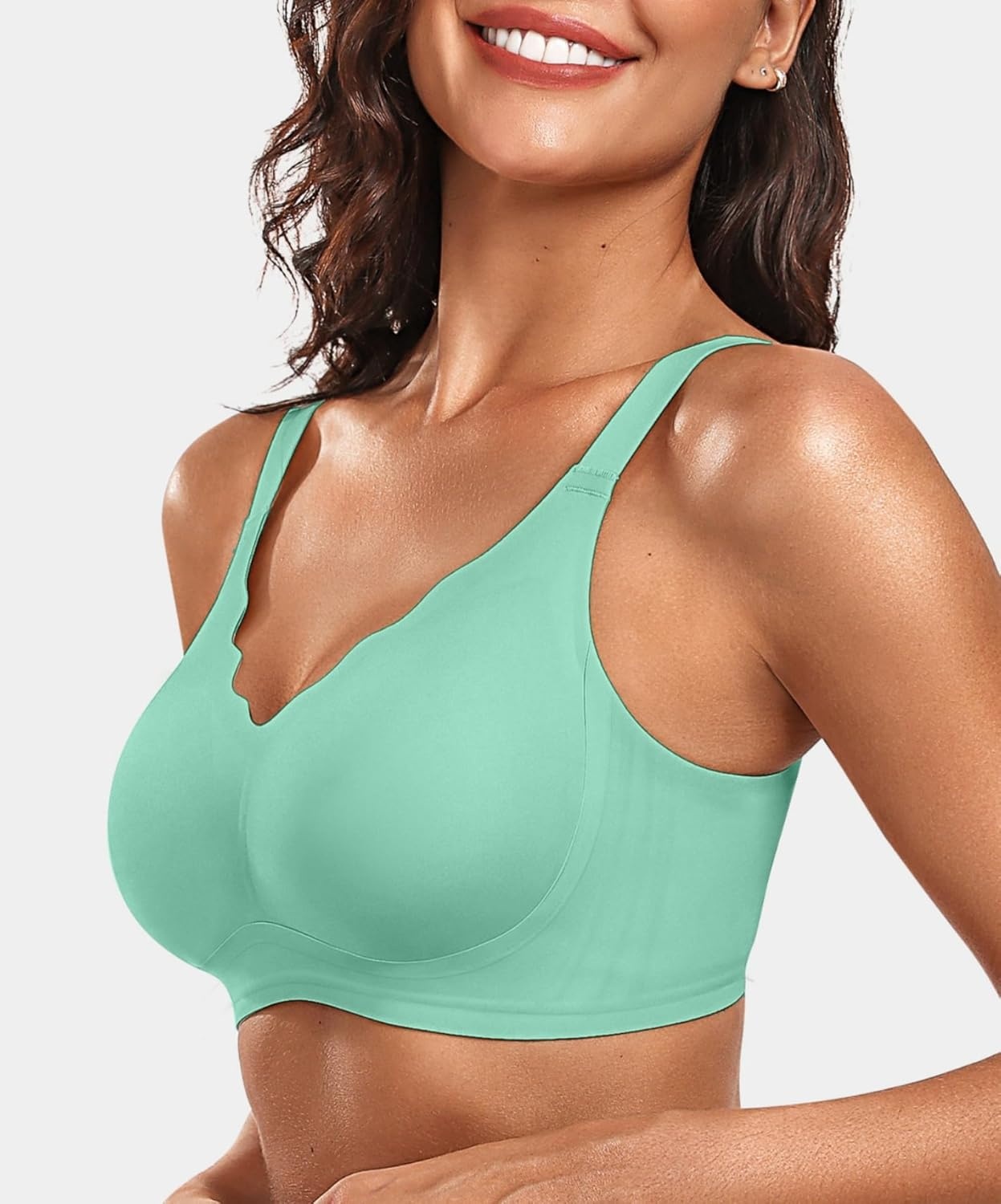 image:imageOEAK Womens Wireless Jelly Bras Push Up Bralette Full Coverage No Underwire Bra Comfortable Everyday Seamless Tshirt BrasMint Green