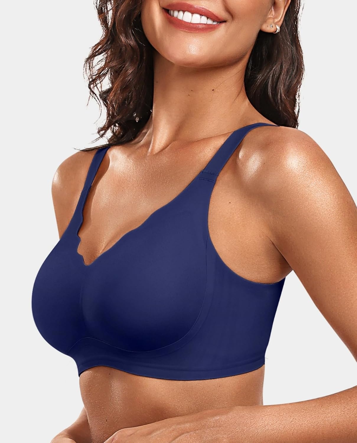 image:imageOEAK Womens Wireless Jelly Bras Push Up Bralette Full Coverage No Underwire Bra Comfortable Everyday Seamless Tshirt BrasNavy Blue