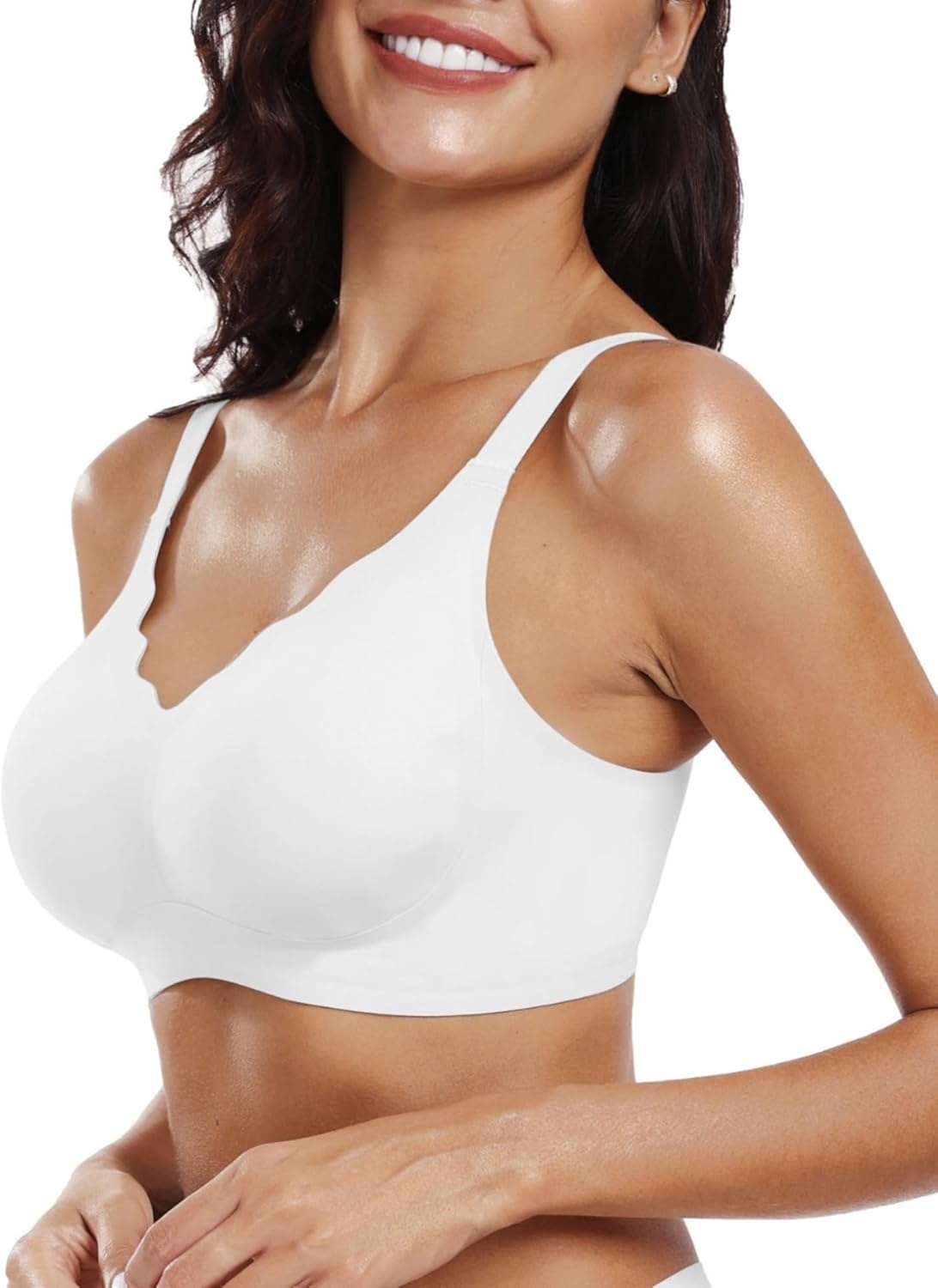 image:imageOEAK Womens Wireless Jelly Bras Push Up Bralette Full Coverage No Underwire Bra Comfortable Everyday Seamless Tshirt BrasWhite