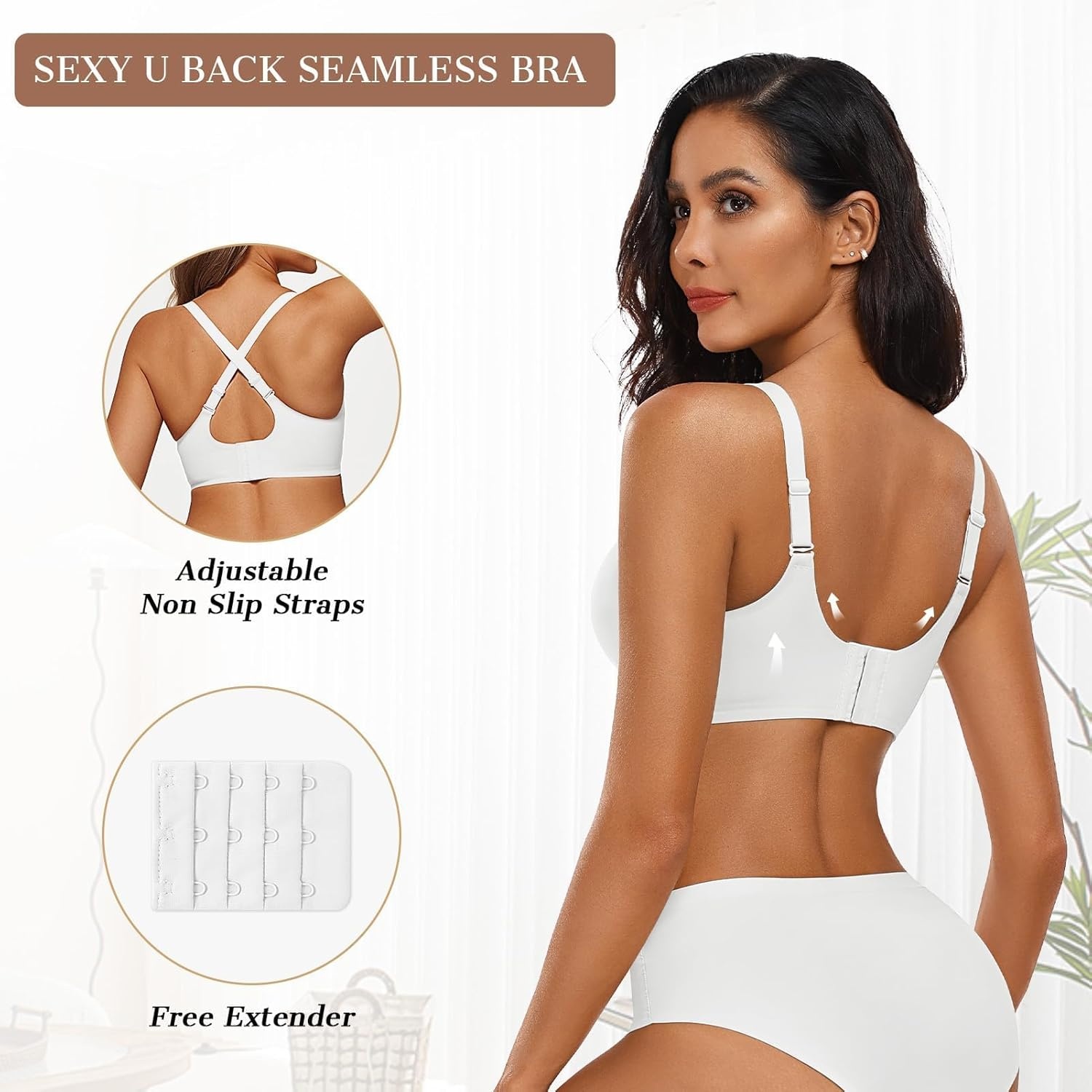 image:imageOEAK Womens Wireless Jelly Bras Push Up Bralette Full Coverage No Underwire Bra Comfortable Everyday Seamless Tshirt BrasWhite