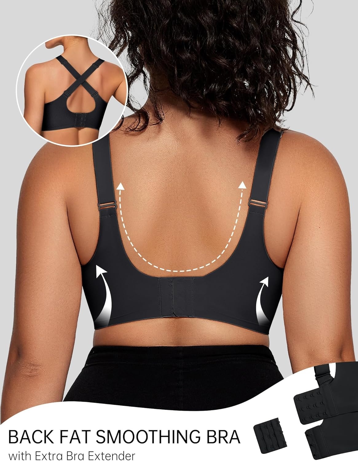 image:imageOEAK Womens Wireless Jelly Bras V Mesh Comfortable Bralette Supportive Tshirt Bra No Underwire Seamless Push Up Everyday BrasBlack