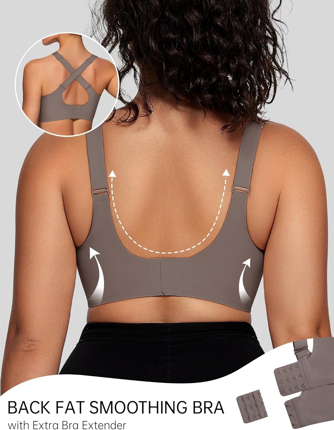 image:imageOEAK Womens Wireless Jelly Bras V Mesh Comfortable Bralette Supportive Tshirt Bra No Underwire Seamless Push Up Everyday BrasGrey