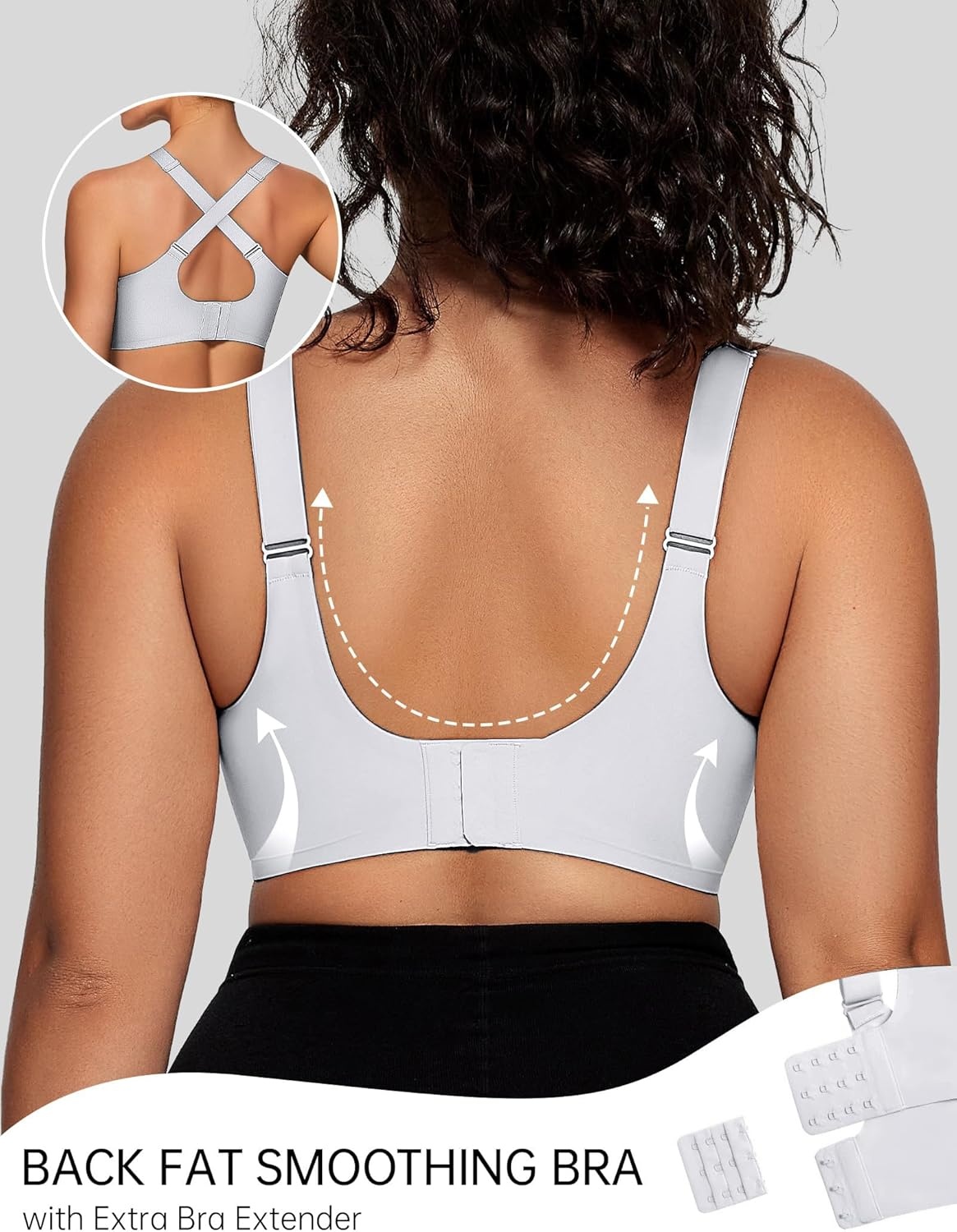 image:imageOEAK Womens Wireless Jelly Bras V Mesh Comfortable Bralette Supportive Tshirt Bra No Underwire Seamless Push Up Everyday BrasLight Grayish Blue