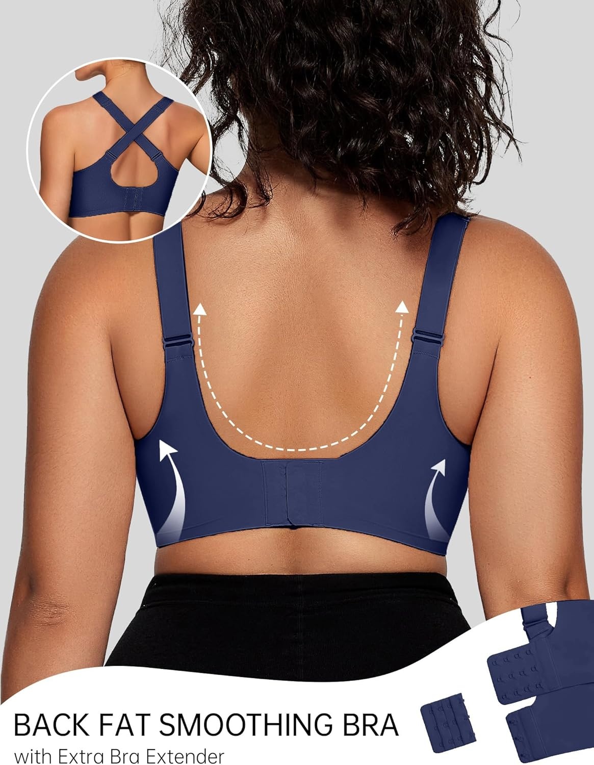 image:imageOEAK Womens Wireless Jelly Bras V Mesh Comfortable Bralette Supportive Tshirt Bra No Underwire Seamless Push Up Everyday BrasNavy Blue