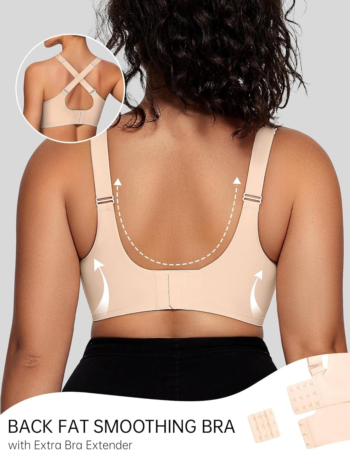 image:imageOEAK Womens Wireless Jelly Bras V Mesh Comfortable Bralette Supportive Tshirt Bra No Underwire Seamless Push Up Everyday BrasNude