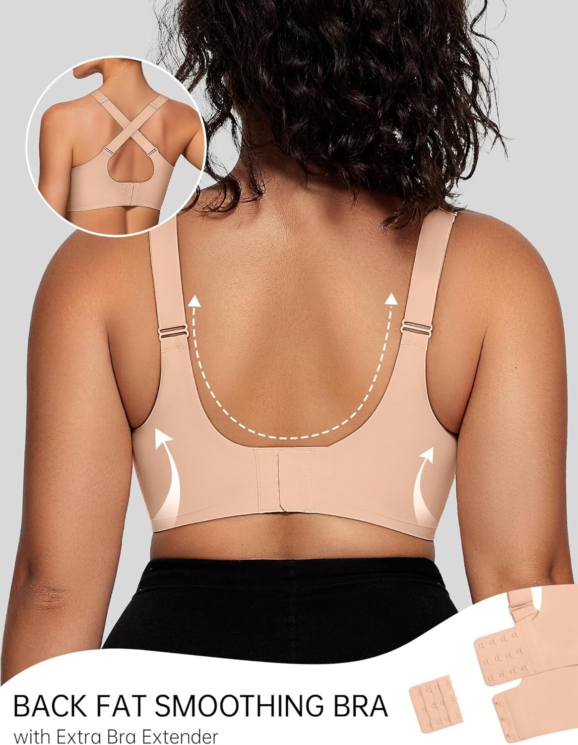image:imageOEAK Womens Wireless Jelly Bras V Mesh Comfortable Bralette Supportive Tshirt Bra No Underwire Seamless Push Up Everyday BrasPraline