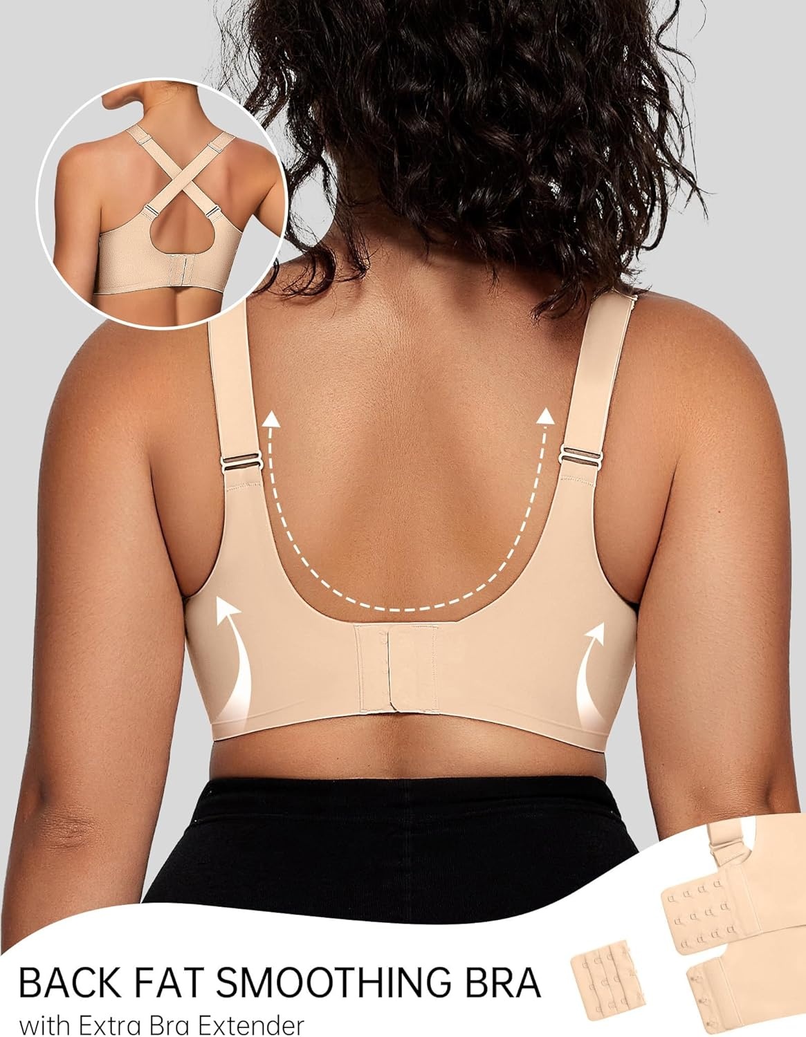 image:imageOEAK Womens Wireless Jelly Bras V Mesh Comfortable Bralette Supportive Tshirt Bra No Underwire Seamless Push Up Everyday BrasSkin