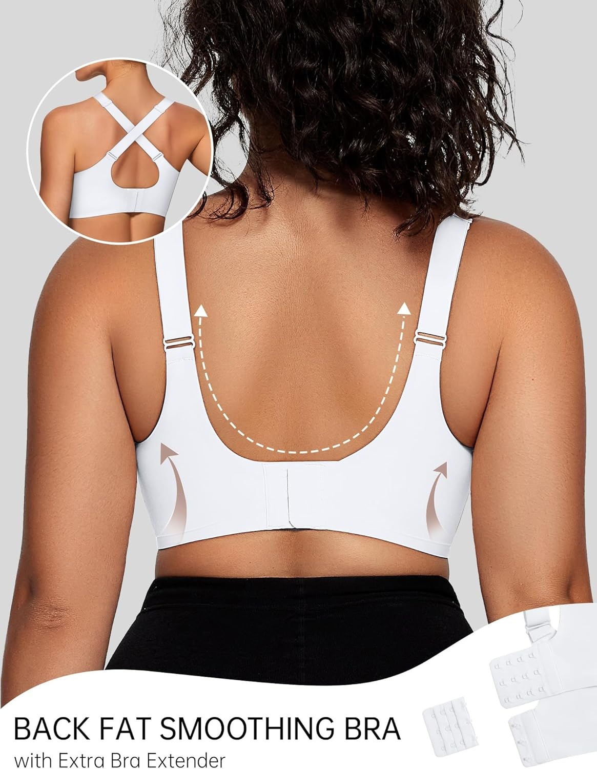 image:imageOEAK Womens Wireless Jelly Bras V Mesh Comfortable Bralette Supportive Tshirt Bra No Underwire Seamless Push Up Everyday BrasWhite