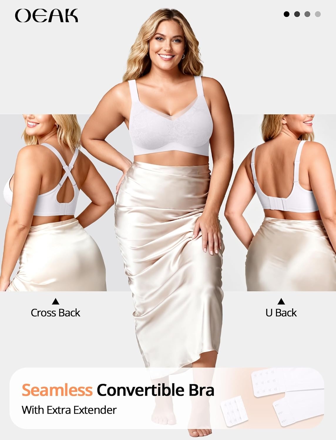 image:imageOEAK Womens Wireless Jelly Bras V Mesh Comfortable Bralette Supportive Tshirt Bra No Underwire Seamless Push Up Everyday BrasWhite Lace