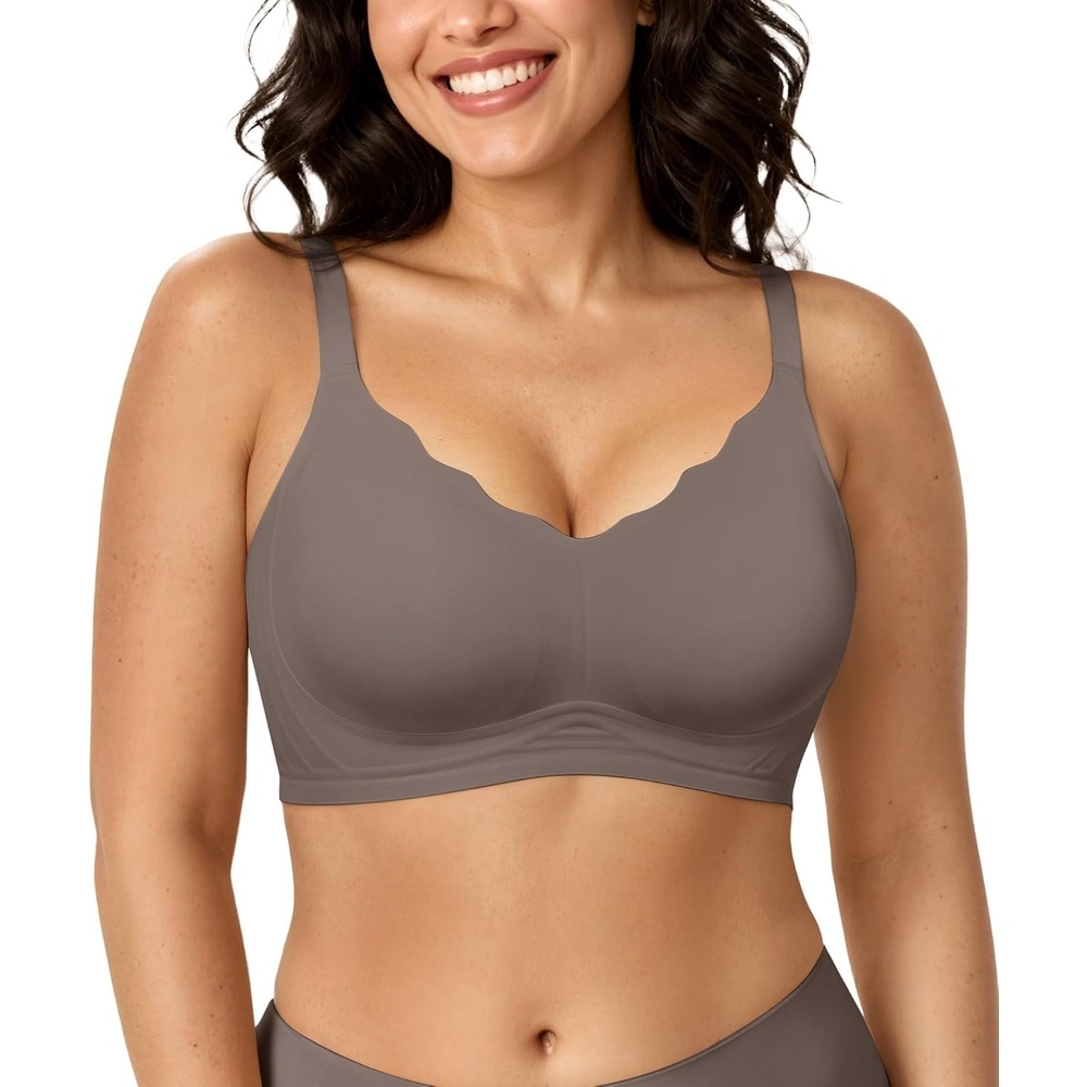 image:imageOEAK Womens Wireless Jelly Bras Push Up Bralette Full Coverage No Underwire Bra Comfortable Everyday Seamless Tshirt BrasGrey