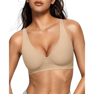 image:imageOEAK Womens Deep V Bras Wireless Comfortable Bra Supportive No Underwire Bras Tshirt Push Up Bralettes Plunge Seamless BraSemolina