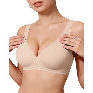 image:imageOEAK Womens Deep V Bras Wireless Comfortable Bra Supportive No Underwire Bras Tshirt Push Up Bralettes Plunge Seamless BraSkin Color