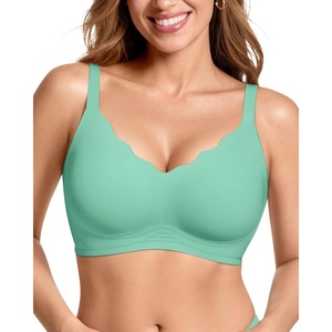 image:imageOEAK Womens Wireless Jelly Bras Push Up Bralette Full Coverage No Underwire Bra Comfortable Everyday Seamless Tshirt BrasMint Green