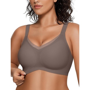 image:imageOEAK Womens Wireless Jelly Bras V Mesh Comfortable Bralette Supportive Tshirt Bra No Underwire Seamless Push Up Everyday BrasGrey