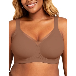 image:imageOEAK Womens Wireless Jelly Bras V Mesh Comfortable Bralette Supportive Tshirt Bra No Underwire Seamless Push Up Everyday BrasKhaki