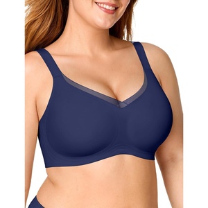 image:imageOEAK Womens Wireless Jelly Bras V Mesh Comfortable Bralette Supportive Tshirt Bra No Underwire Seamless Push Up Everyday BrasNavy Blue