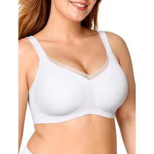 image:imageOEAK Womens Wireless Jelly Bras V Mesh Comfortable Bralette Supportive Tshirt Bra No Underwire Seamless Push Up Everyday BrasWhite
