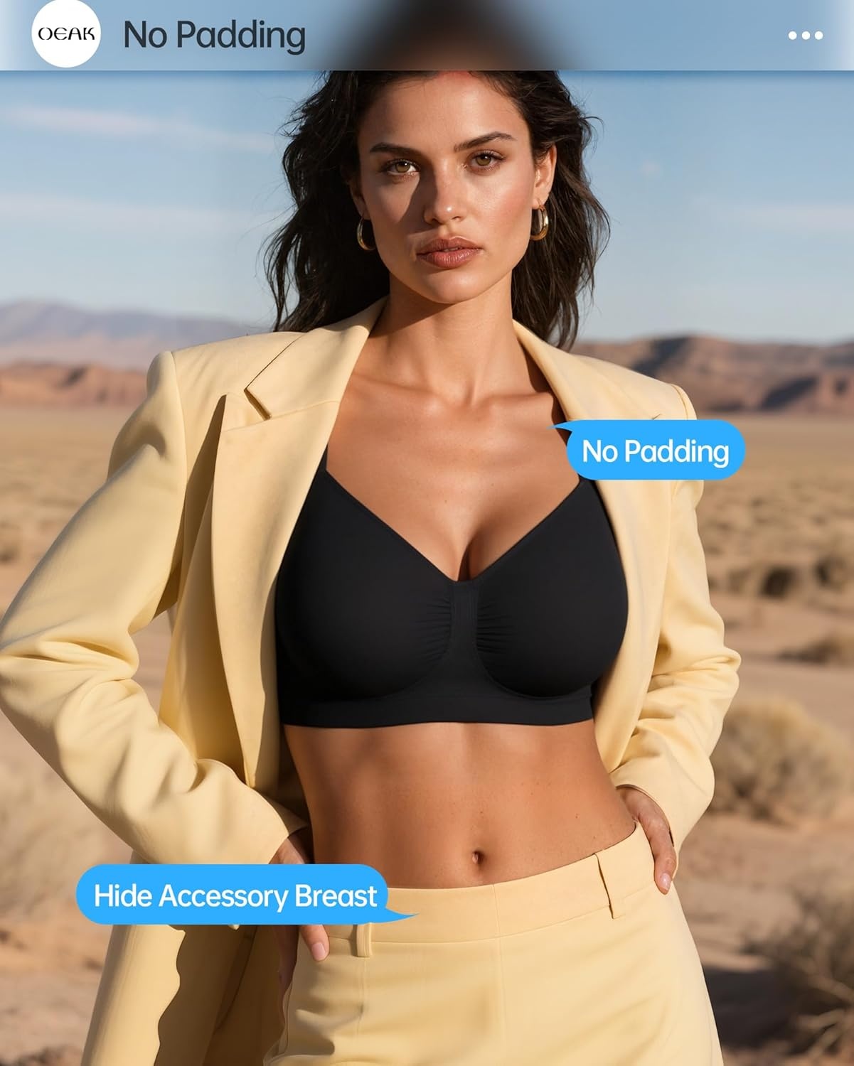 image:imageOEAK Bralettes for Women No Padding Comfortable Wireless Bras Seamless Bralette No Underwire Bra Cute Everyday Tshirt BrasBlack