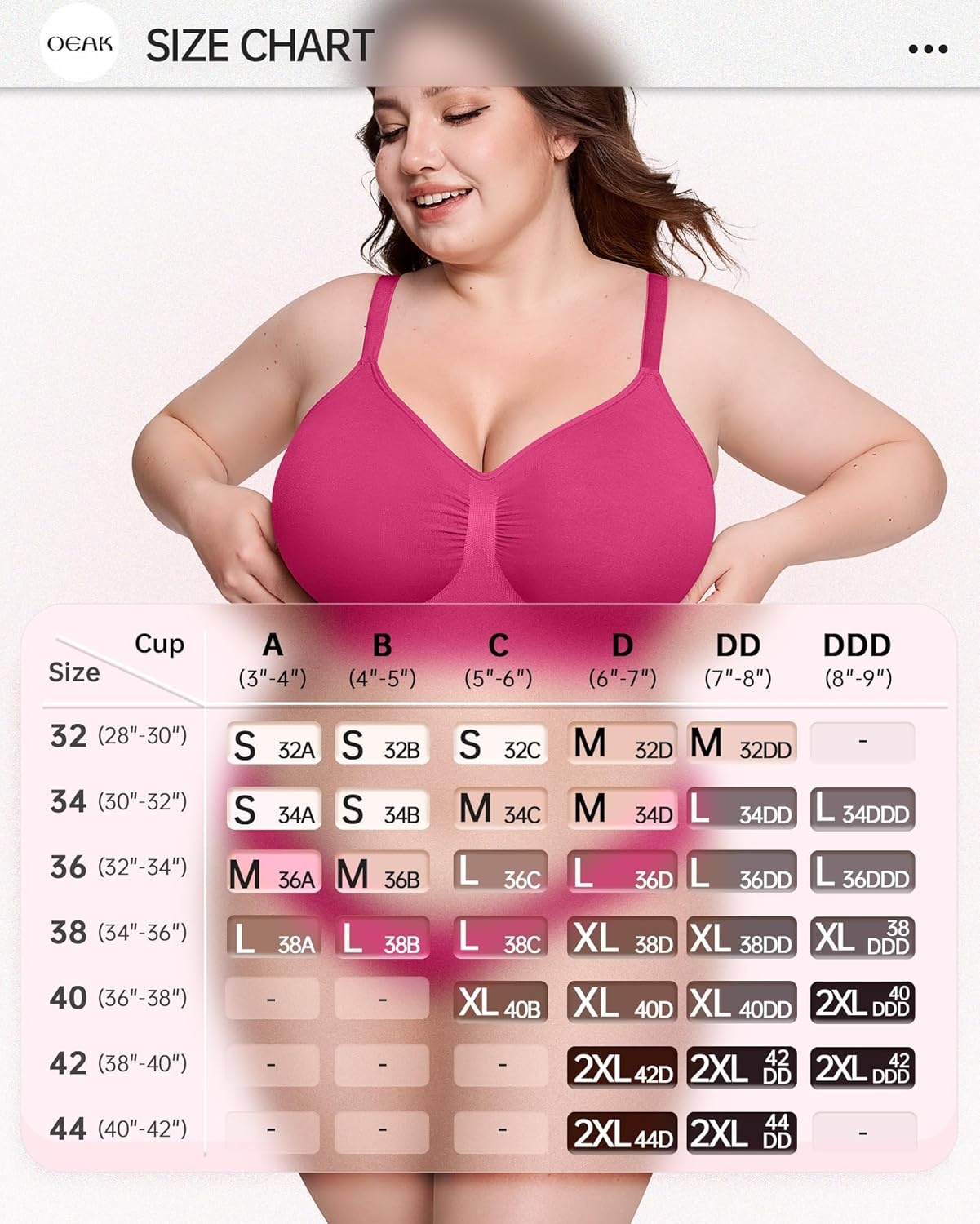 image:imageOEAK Bralettes for Women No Padding Comfortable Wireless Bras Seamless Bralette No Underwire Bra Cute Everyday Tshirt BrasHot Pink