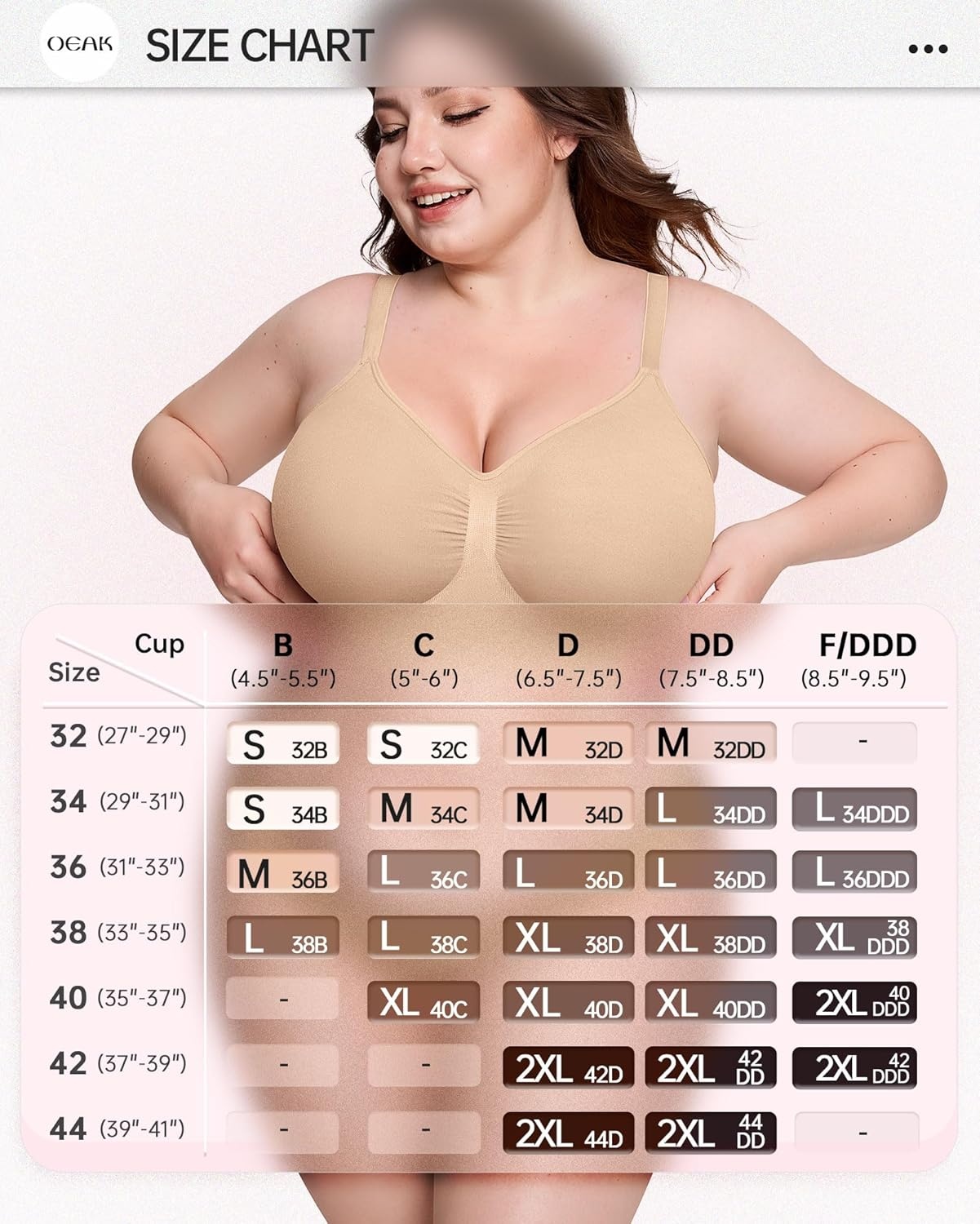 image:imageOEAK Bralettes for Women with Support Comfortable Wireless Bras Seamless Bralette No Underwire Bra Cute Everyday Tshirt Bras Nude L
