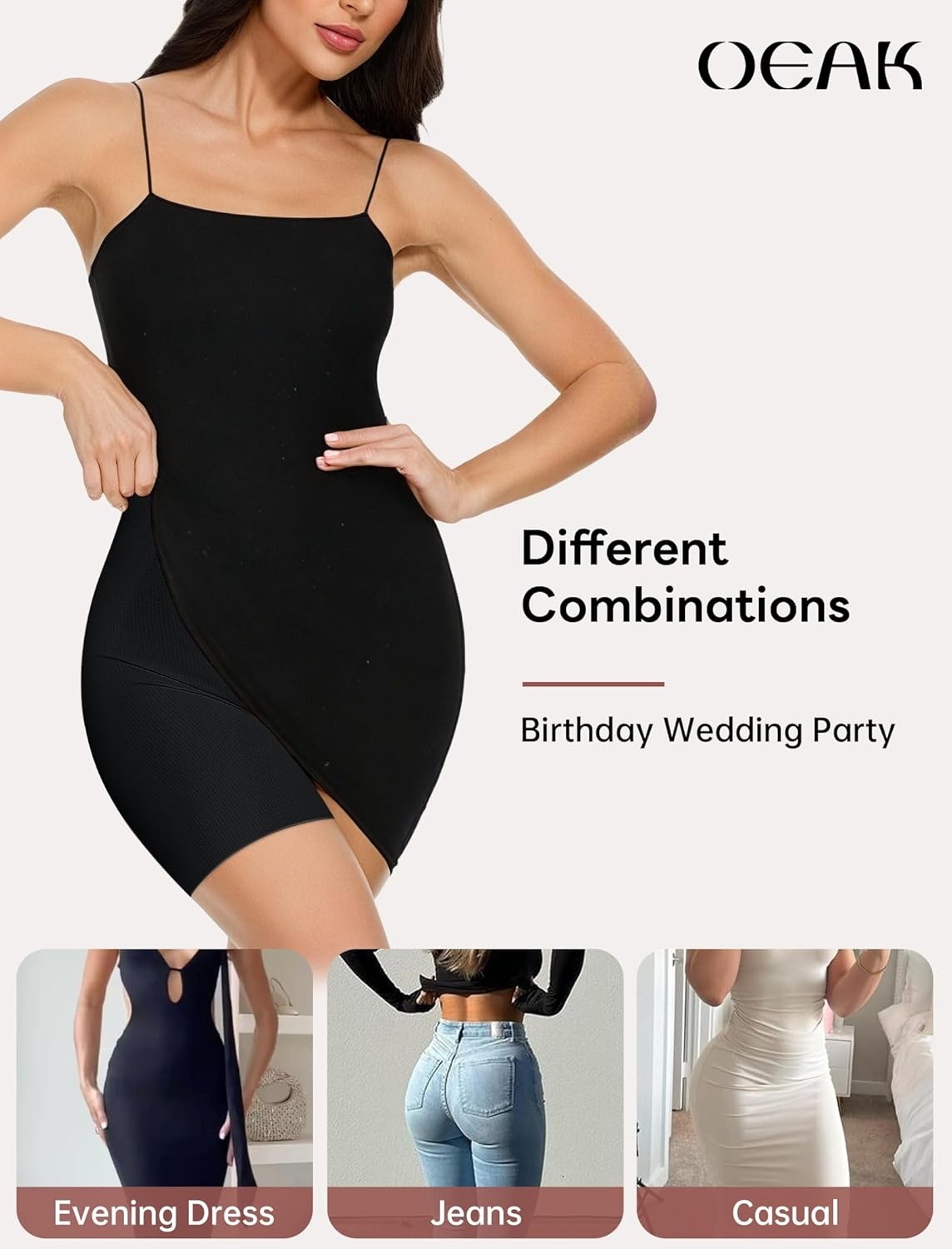 image:imageOEAK Tummy Control Shapewear Shorts amp Supportive Wireless Bras Black L