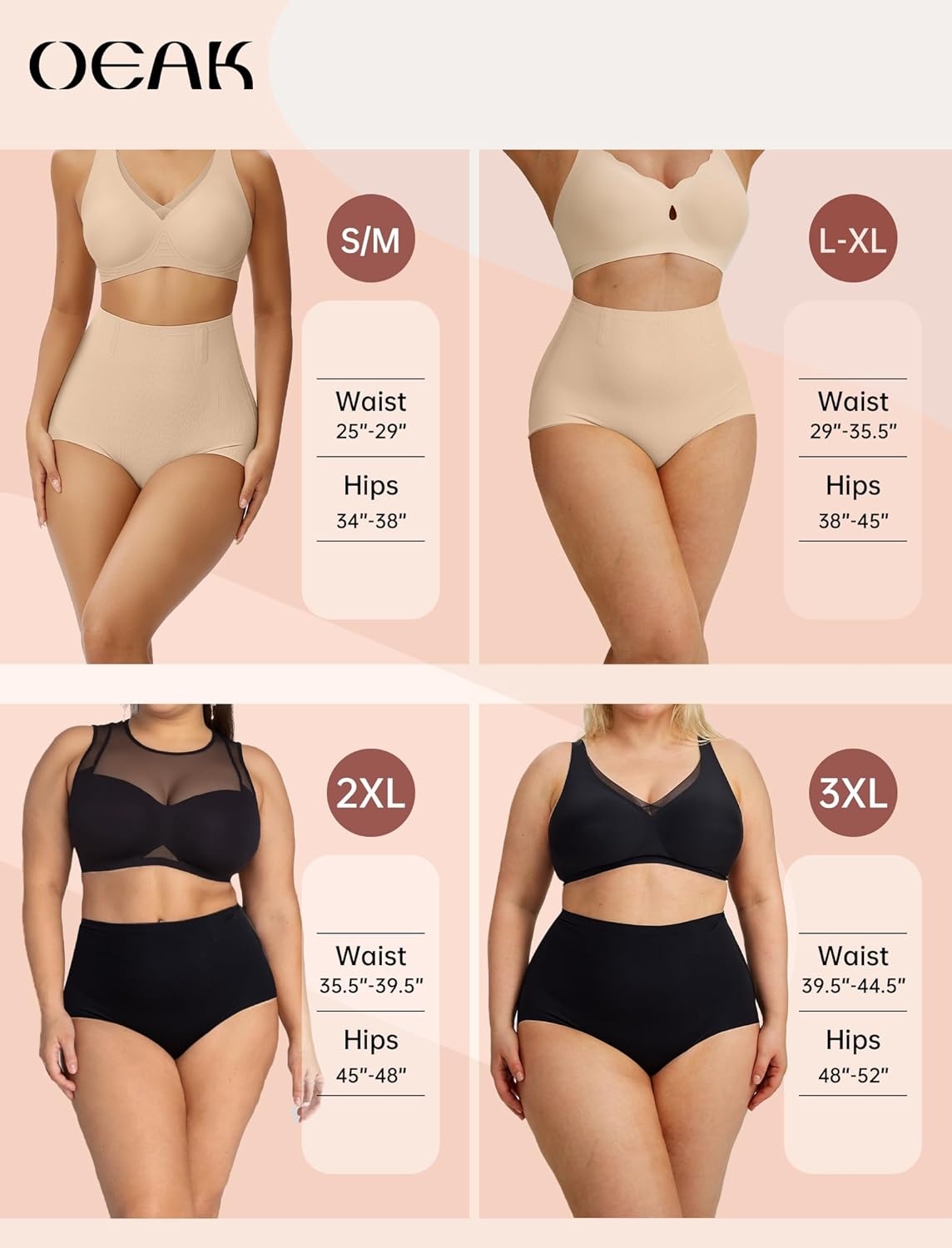 image:imageOEAK Tummy Control Shapewear for Women Seamless Girdle High Waisted Body Shaper Underwear Panty Smooth Under Dress ShapewearBlack