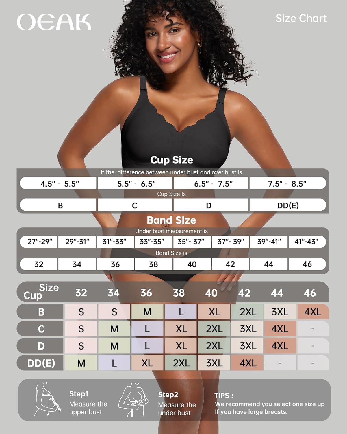 image:imageOEAK Women Jelly Bras No Underwire Scalloped Push Up Buttery Soft Tshirt Bra Seamless Full Coverage Convertible Everyday BraJacquard Black