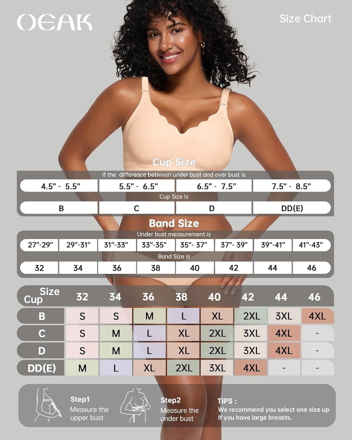 image:imageOEAK Women Jelly Bras No Underwire Scalloped Push Up Buttery Soft Tshirt Bra Seamless Full Coverage Convertible Everyday BraJacquard Nude
