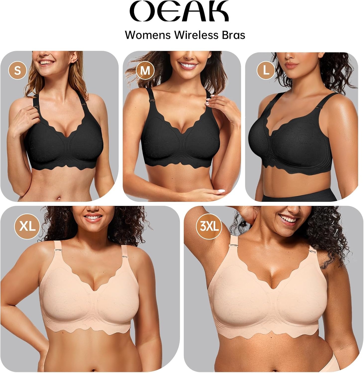 image:imageOEAK Women Jelly Bras No Underwire Scalloped Push Up Buttery Soft Tshirt Bra Seamless Full Coverage Convertible Everyday BraJacquard Pink