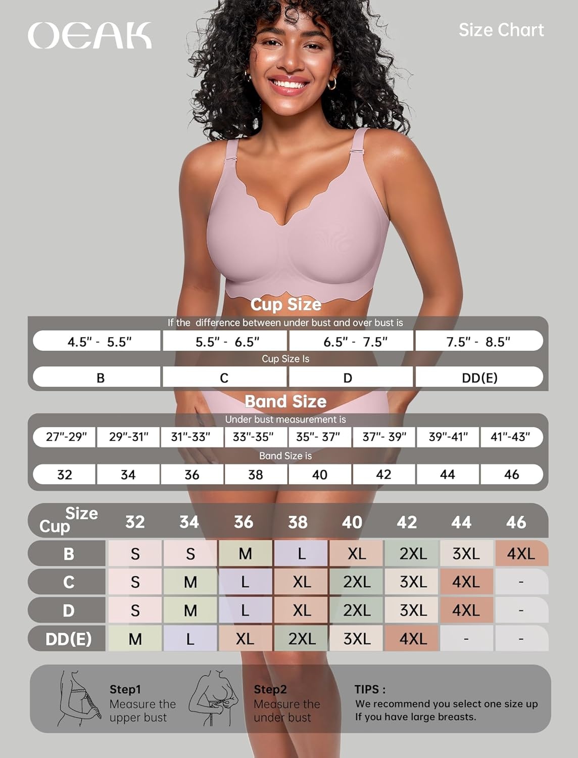image:imageOEAK Women Jelly Bras No Underwire Scalloped Push Up Buttery Soft Tshirt Bra Seamless Full Coverage Convertible Everyday BraPink