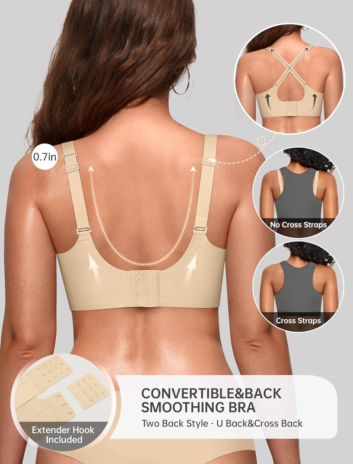 image:imageOEAK Women Jelly Bras No Underwire Scalloped Push Up Buttery Soft Tshirt Bra Seamless Full Coverage Convertible Everyday BraSemolina