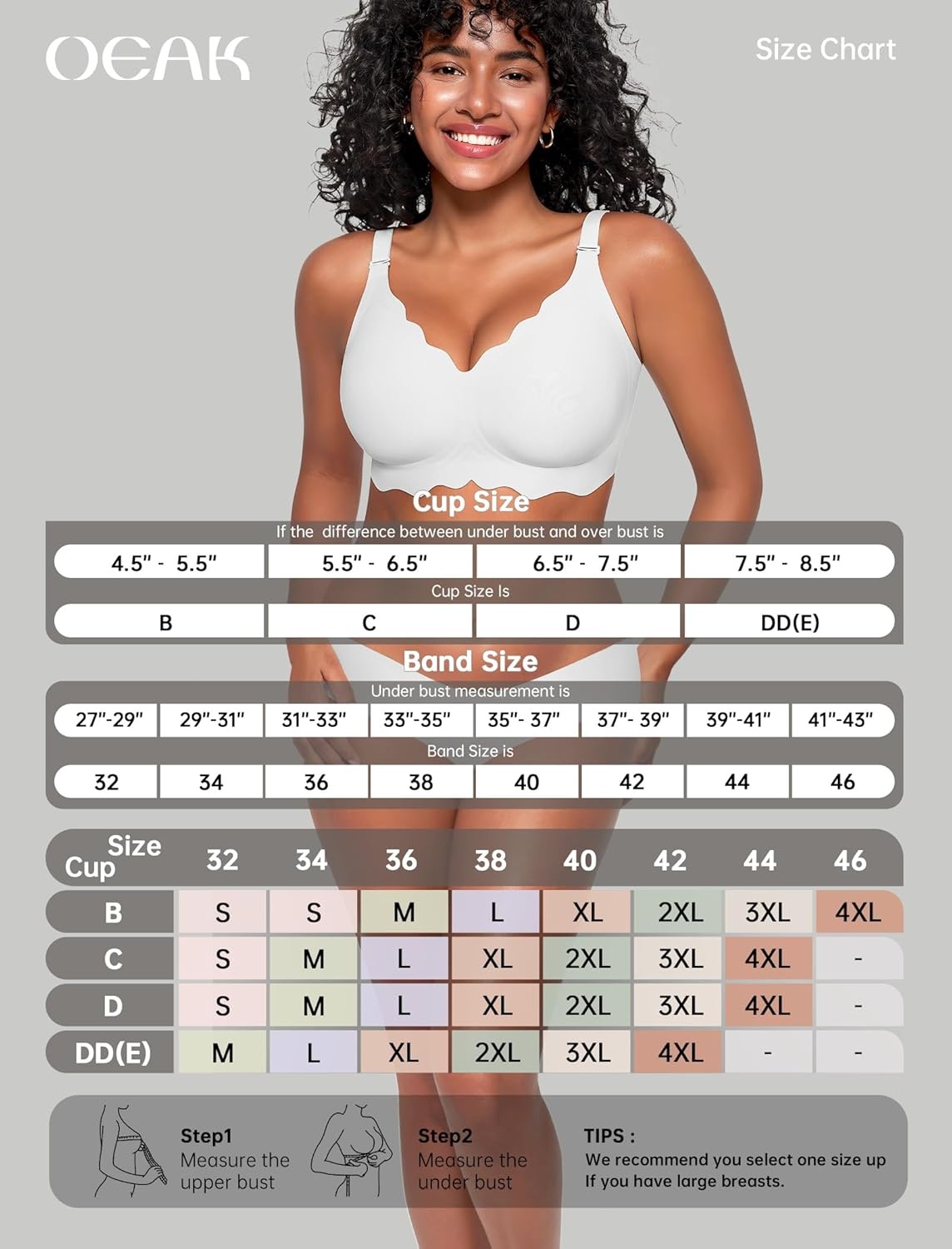 image:imageOEAK Women Jelly Bras No Underwire Scalloped Push Up Buttery Soft Tshirt Bra Seamless Full Coverage Convertible Everyday BraWhite