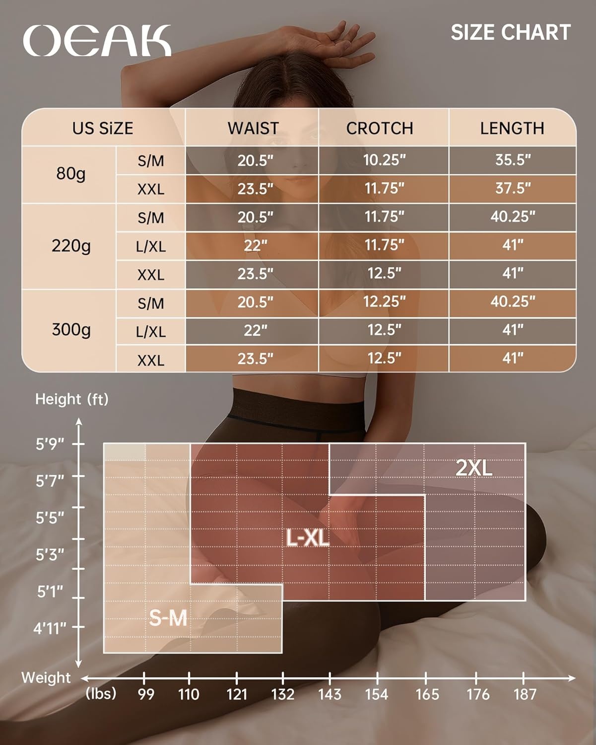 image:imageOEAK Womens 2 Pack Fleece Lined Tights Fake Translucent Pantyhose Thermal Opaque High Waisted Leggings Footed Sheer TightsFake Translucent Black Coffee