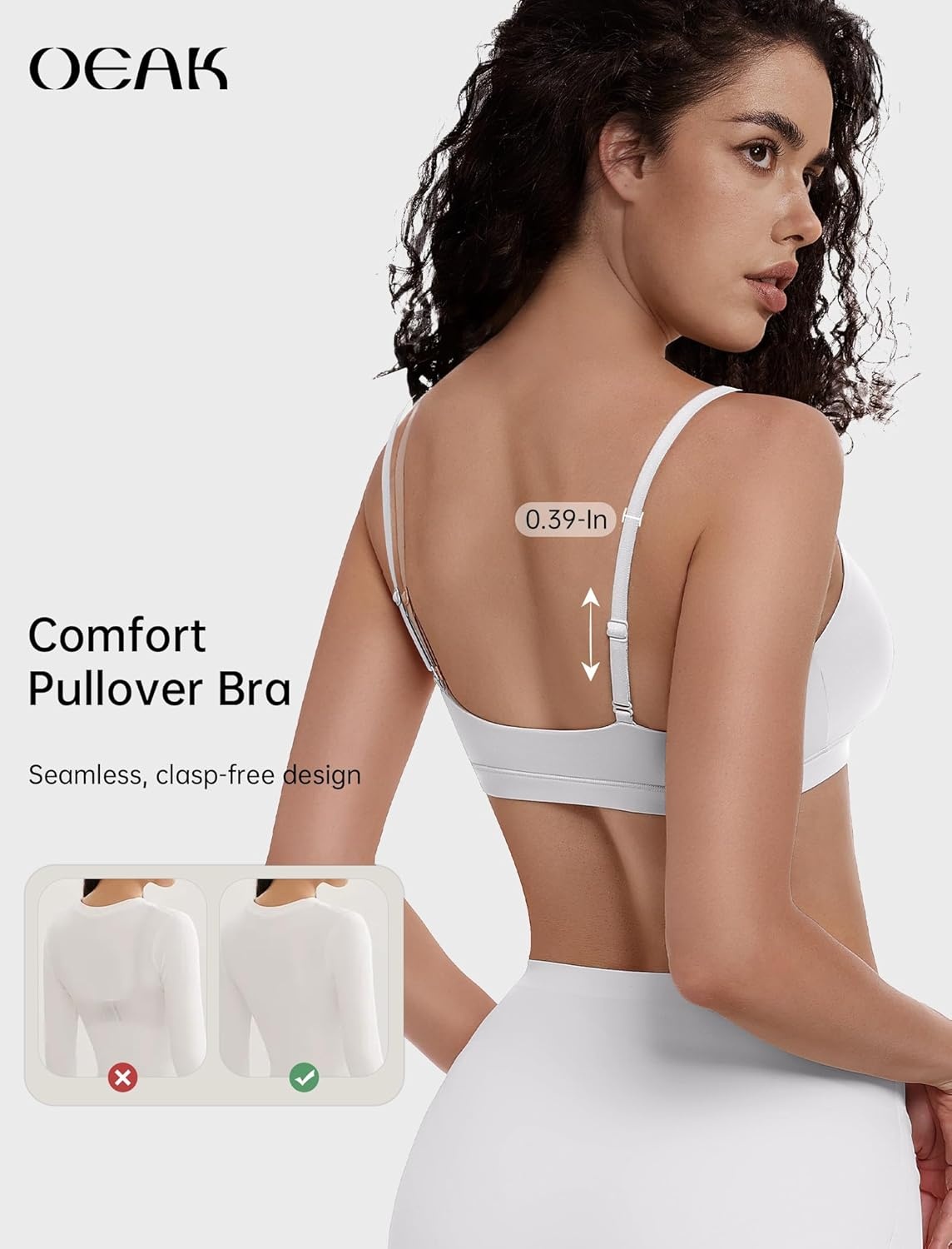 image:imageOEAK Womens Comfortable Bras No Underwire Cami Bra Seamless Unlined Bralettes Scoop Neck Unpadded Everyday Sports Tshirt BraWhite