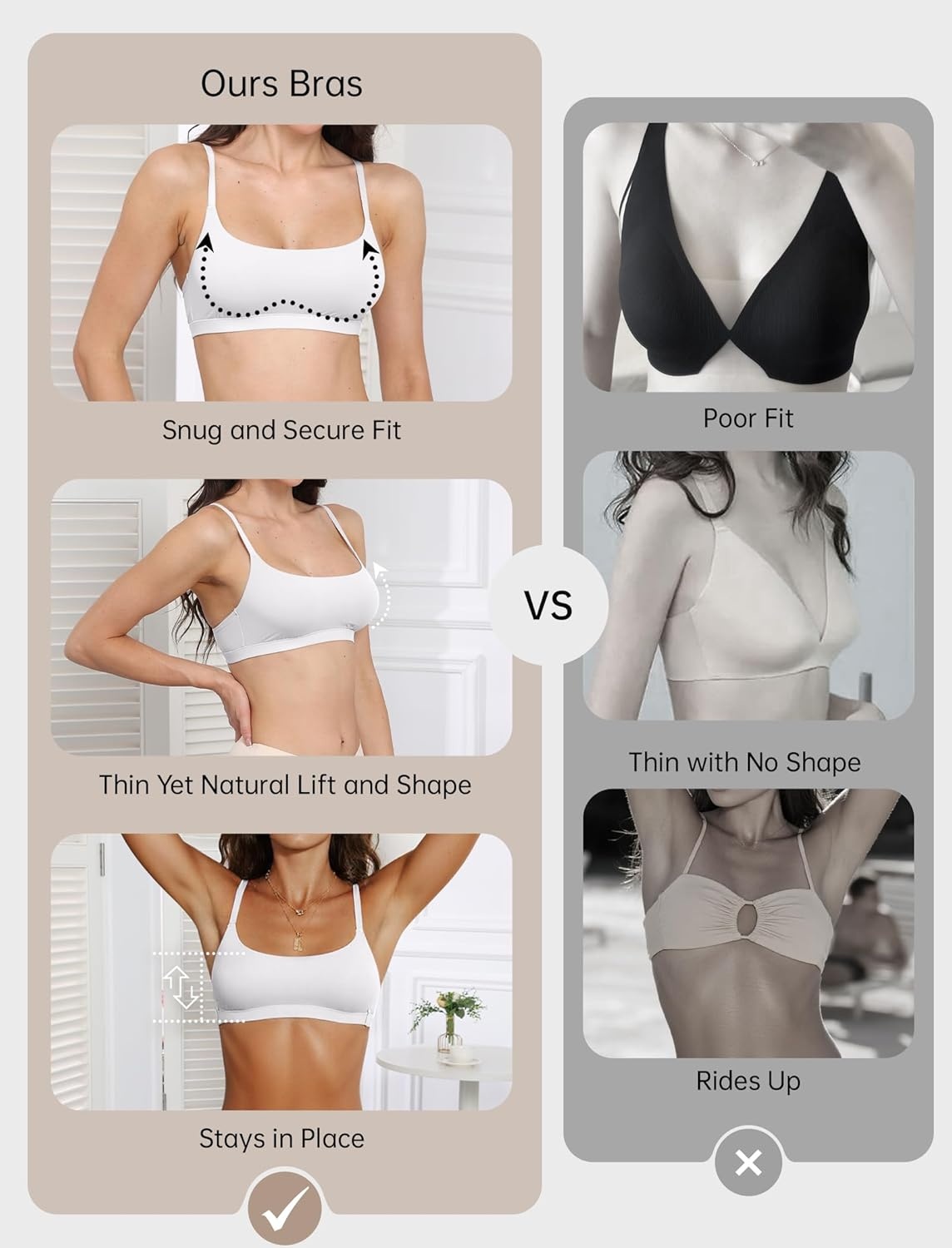 image:imageOEAK Womens Comfortable Bras No Underwire Cami Bra Seamless Unlined Bralettes Scoop Neck Unpadded Everyday Sports Tshirt BraWhite