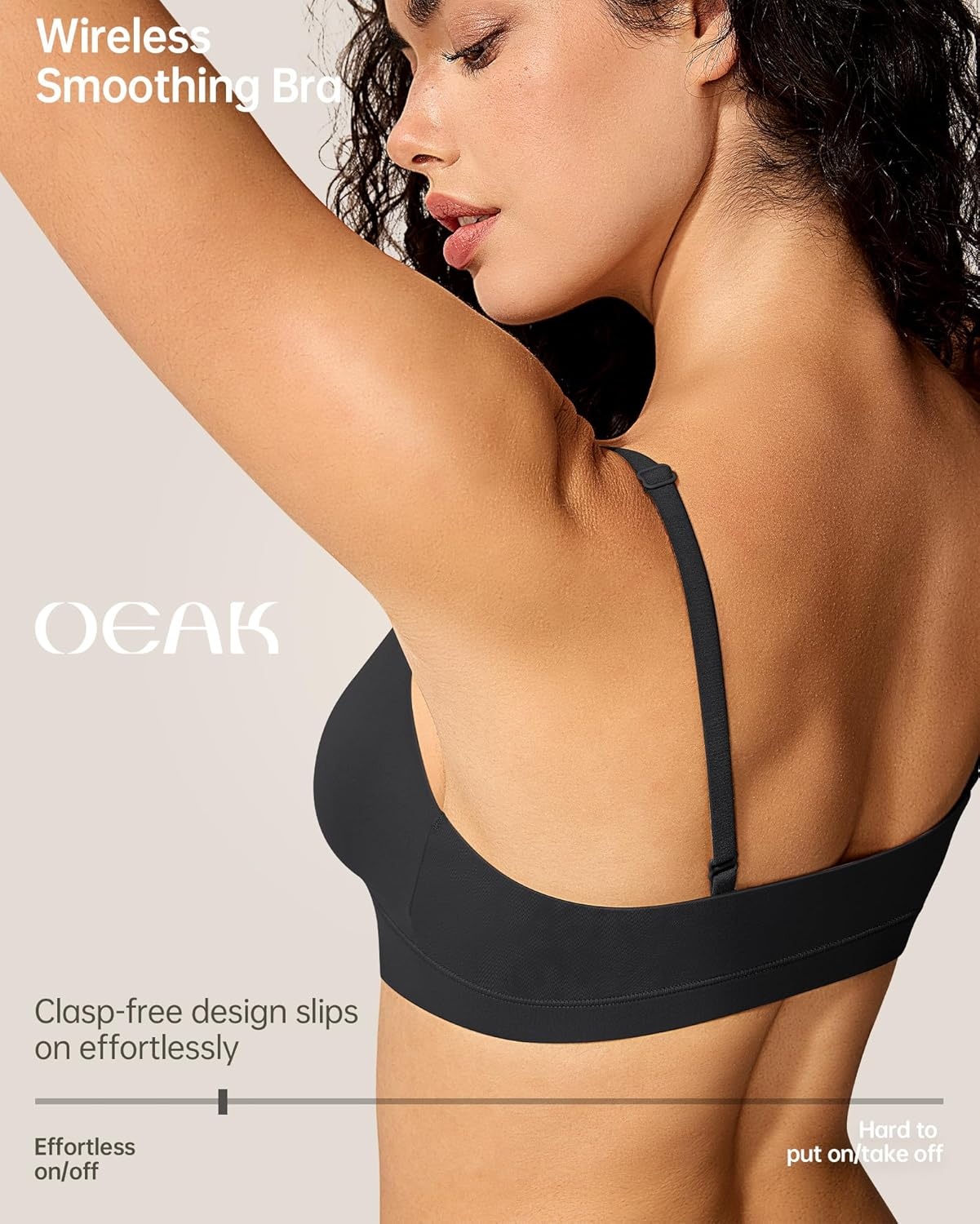 image:imageOEAK Womens Comfortable Triangle Bras No Underwire Sexy Plunge Unlined Bralette Pull On Bra Seamless Everyday Tshirt BrasBlack