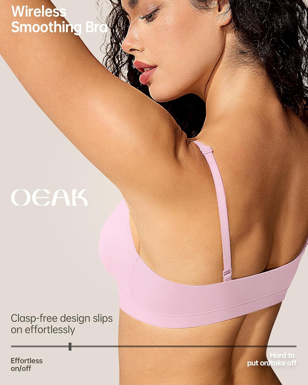 image:imageOEAK Womens Comfortable Triangle Bras No Underwire Sexy Plunge Unlined Bralette Pull On Bra Seamless Everyday Tshirt BrasSweet Pink