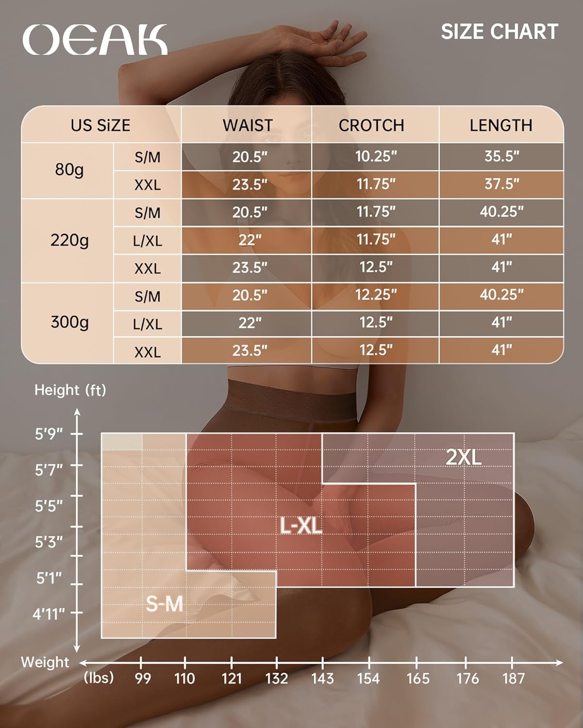 image:imageOEAK Womens Fleece Lined Tights Fake Translucent Pantyhose Thermal Opaque High Waisted Warm Legging Pants Footed Sheer Leggings Fake Translucent Coffee SM 220g