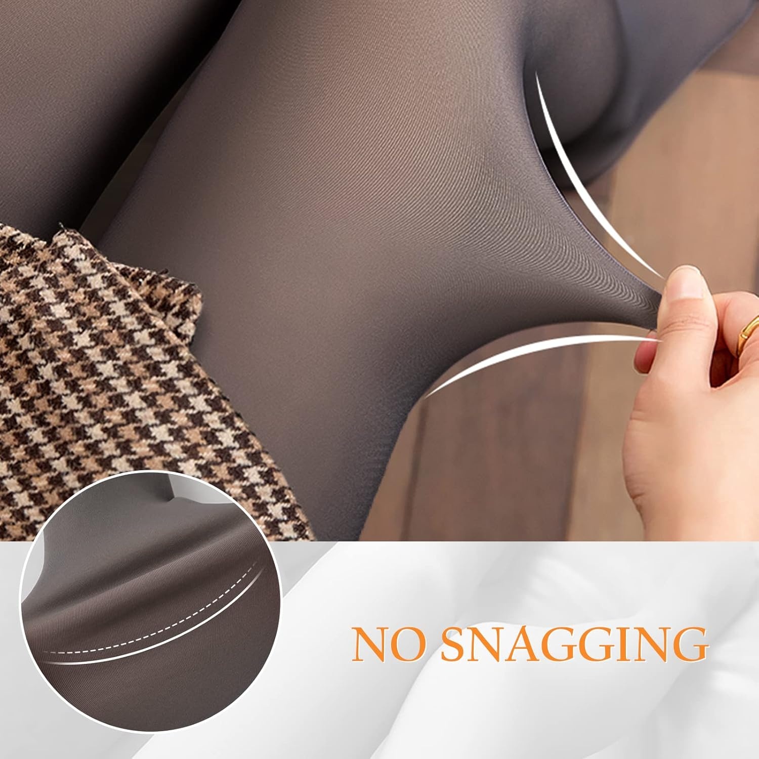image:imageOEAK Womens Fleece Lined Tights Fake Translucent Pantyhose Womens Wireless Bras V Mesh Comfortable Bralette Supportive Tshirt Bra No Underwire Fake Translucent Coffee 220g LXL Nude L