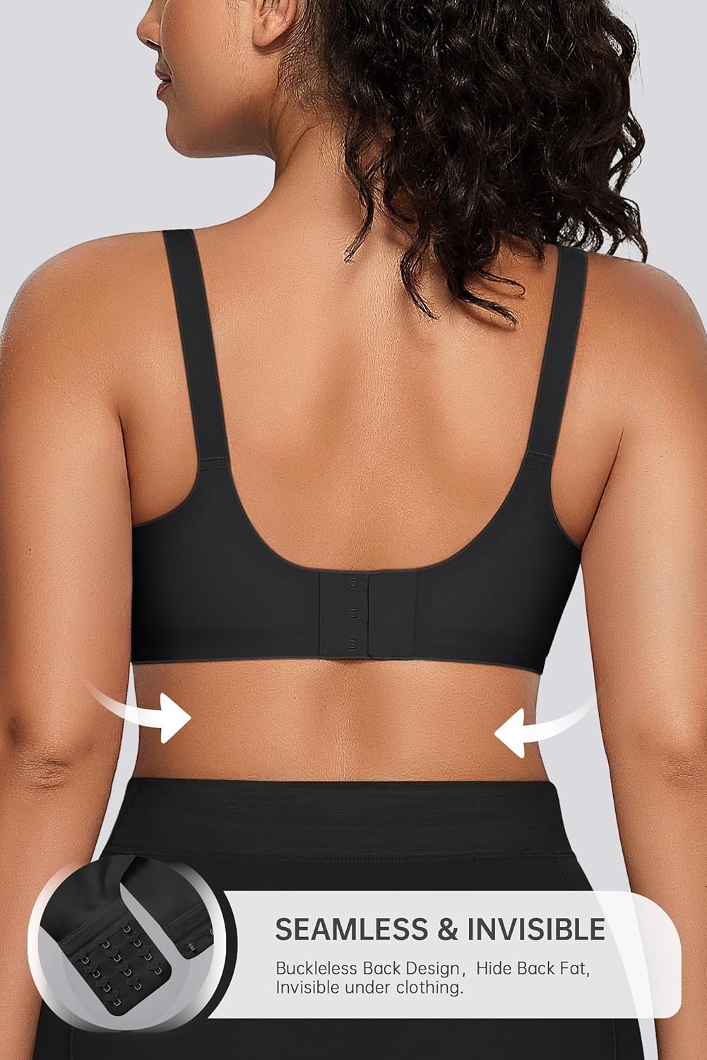 image:imageOEAK Womens Seamless Bras Jelly Comfortable Bra No Underwire Full Support Bra Push Up Plus Size V Neck Sleeping Tshirt BrasBlack