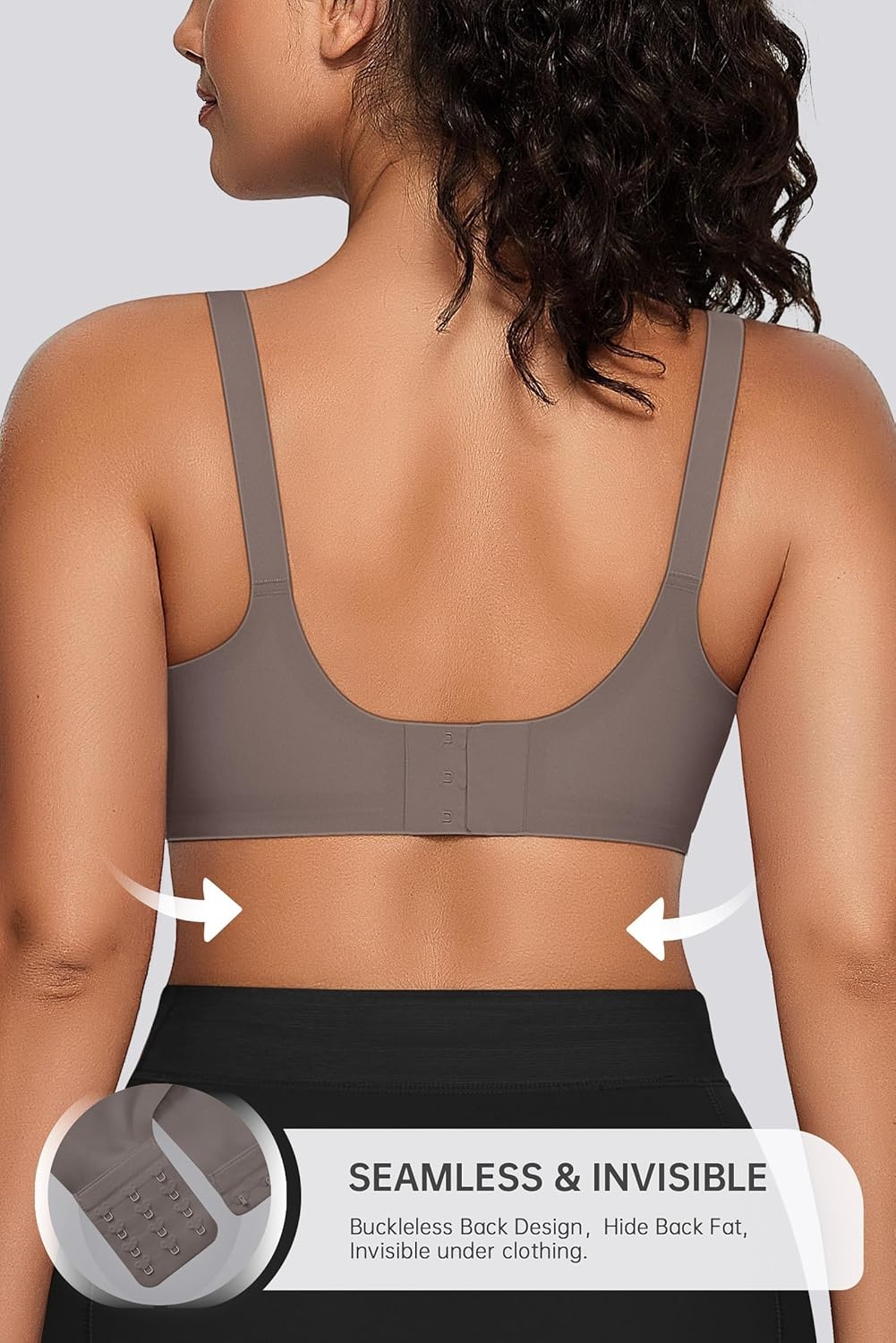 image:imageOEAK Womens Seamless Bras Jelly Comfortable Bra No Underwire Full Support Bra Push Up Plus Size V Neck Sleeping Tshirt BrasGrey
