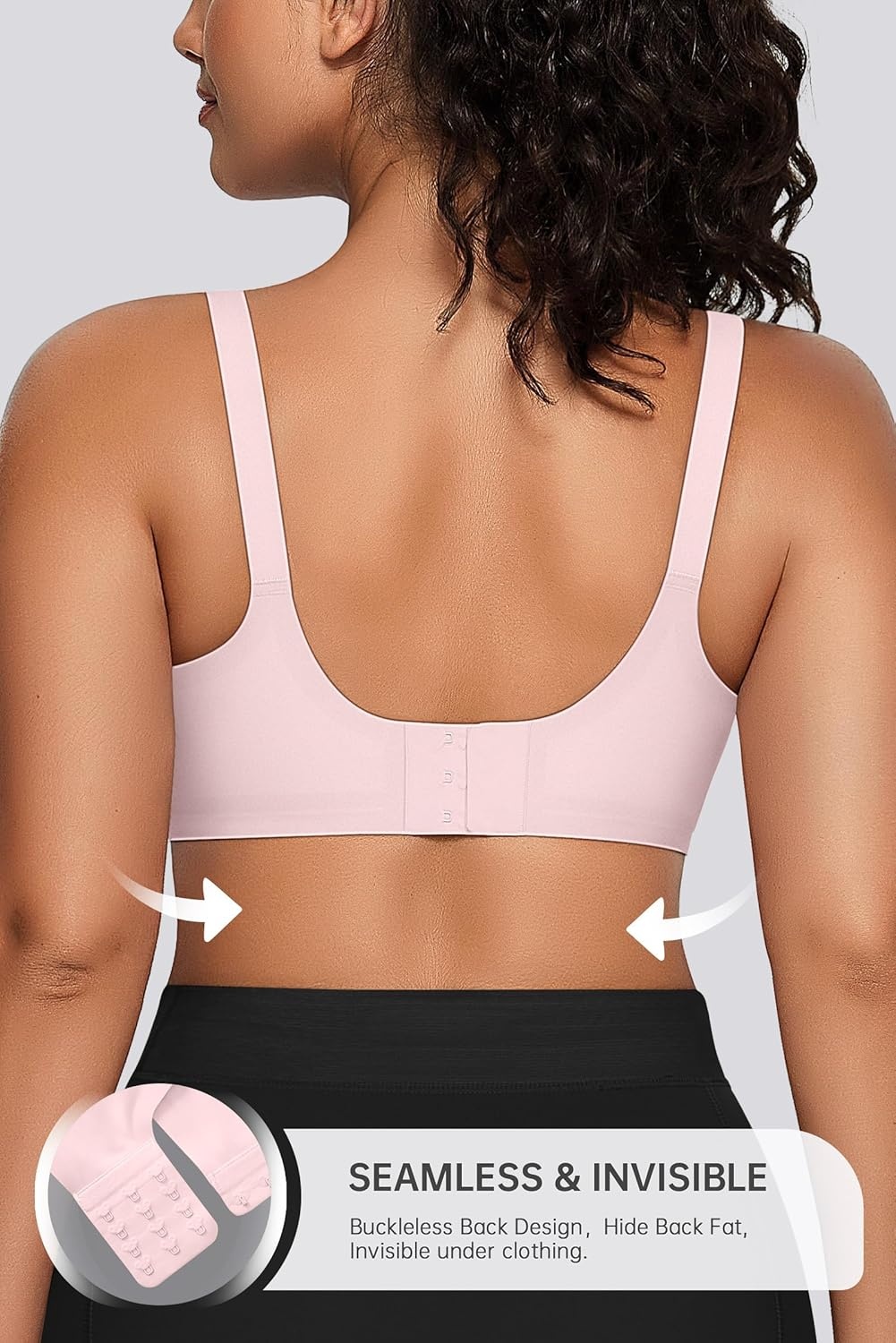image:imageOEAK Womens Seamless Bras Jelly Comfortable Bra No Underwire Full Support Bra Push Up Plus Size V Neck Sleeping Tshirt BrasPink